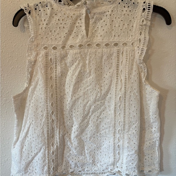 Anthropologie Maeve White Eyelet Ruffle Top - Picture 2 of 7